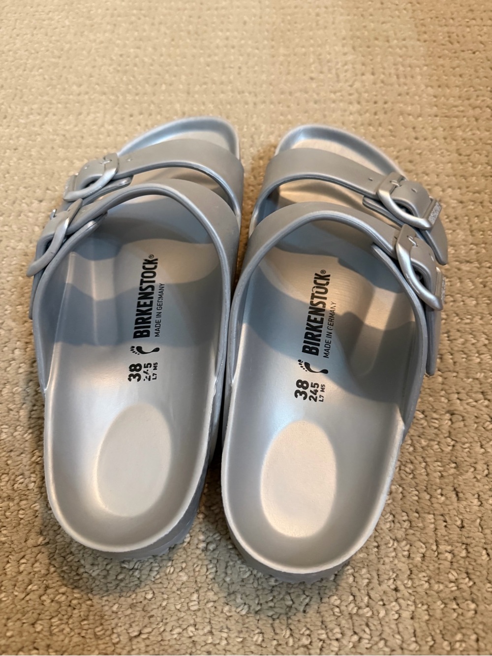 Silver Double-Buckle Birkenstocks - Picture 2 of 3
